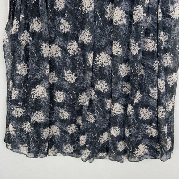 Joie Dress Womens Medium Blue Floral Baltic Pleat Swing Feminine Romantic Ruffle - Picture 11 of 16